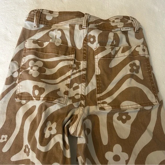 Billabong free fall high waisted wide leg pants orange white 70’s. Floral print - Picture 16 of 16